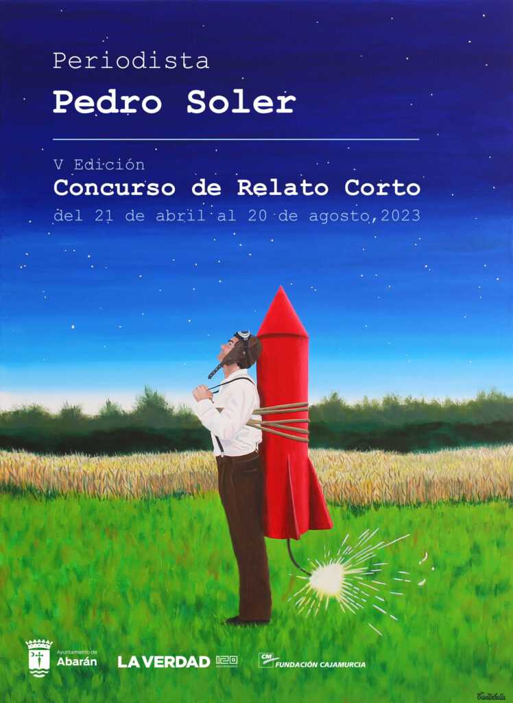 Cartel V Concurso Pedro Soler Hombre cohete 100x73 acrilico tela 2023
